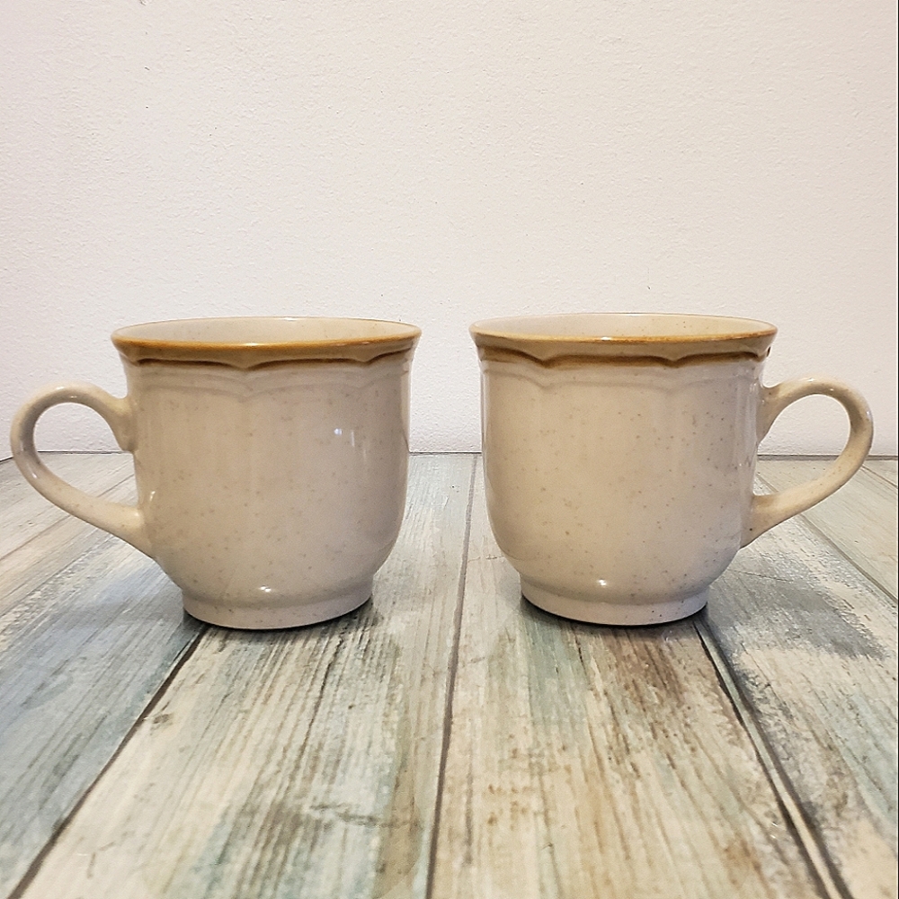Vintage speckled stoneware Crown Manor Japan mugs